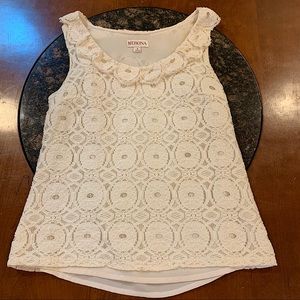 MERONA Ivory Crocheted sleeveless shirt. EUC Size Sml